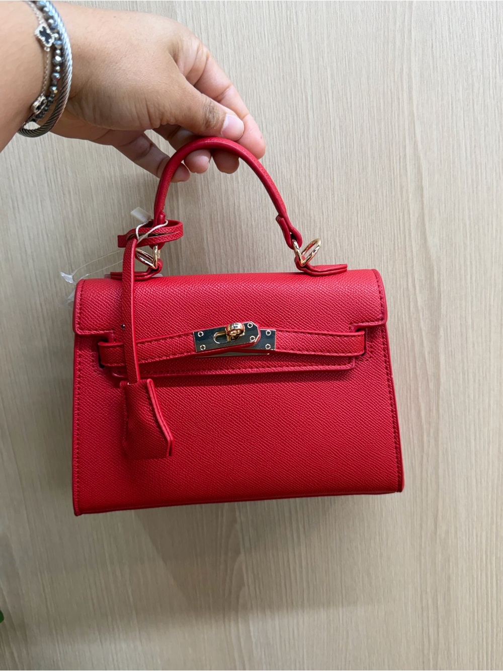 Red Structured Top-Handle Women’s Bag